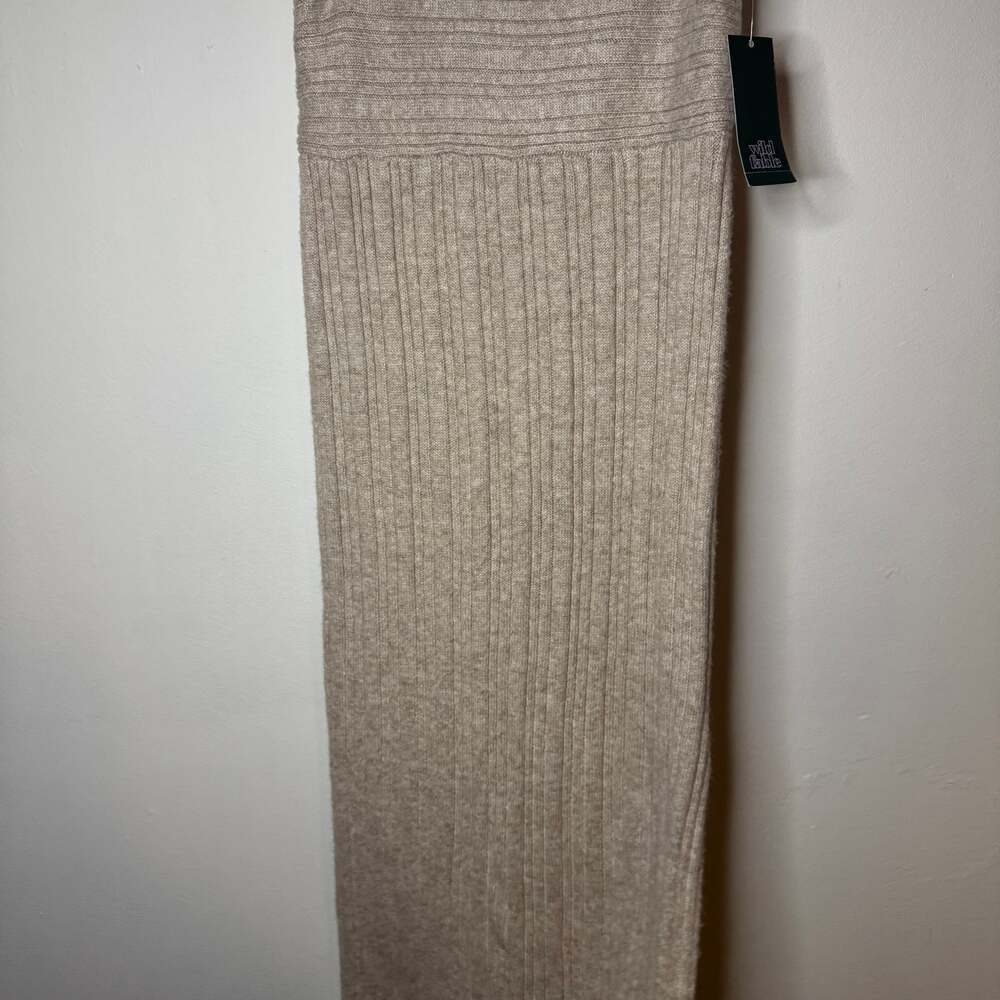 Wild Fable Sweater Skirt Womens Small Beige-Tan Mid-Rise Rib-Knit Column Maxi